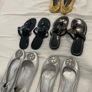 5 pairs of Tory Burch ballet flats and sandals. Selling as a bundle. 7.5 - 8.